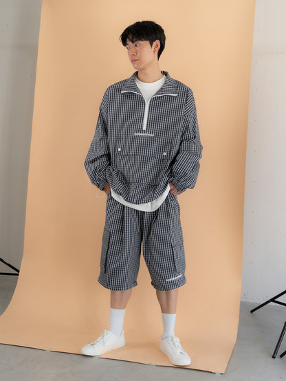 【bbO】チェック柄2WAYカーゴポケットパンツ