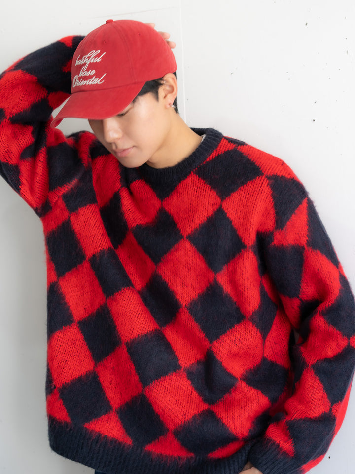 【bbO】シャギーモヘアタッチダイヤニットプルオーバー