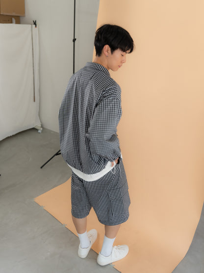 [SET]チェック柄ハーフジップアノラック+チェック柄2WAYカーゴポケットパンツ(2set)