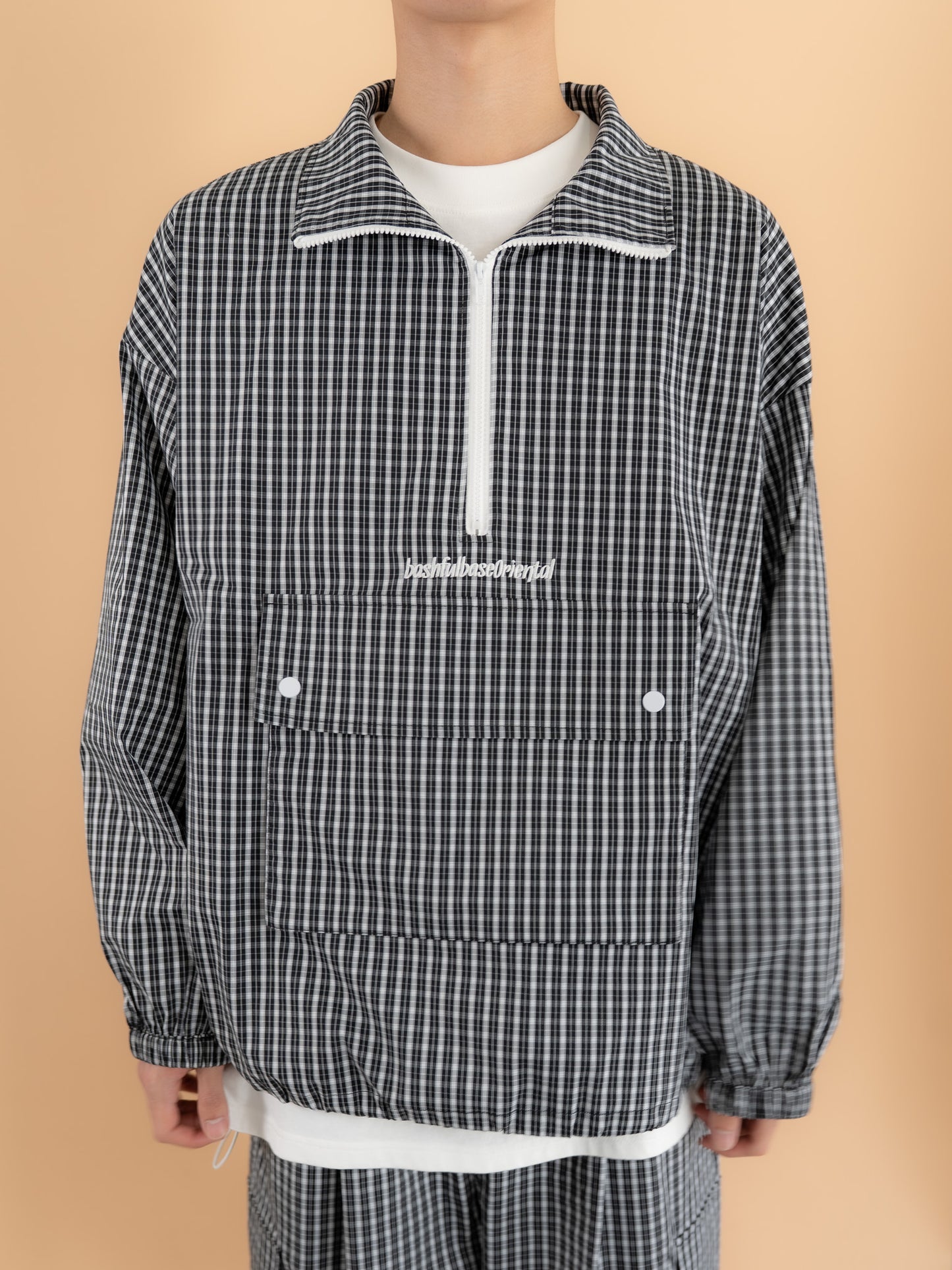 【bbO】チェック柄ハーフジップアノラック