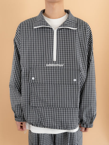 【bbO】チェック柄ハーフジップアノラック