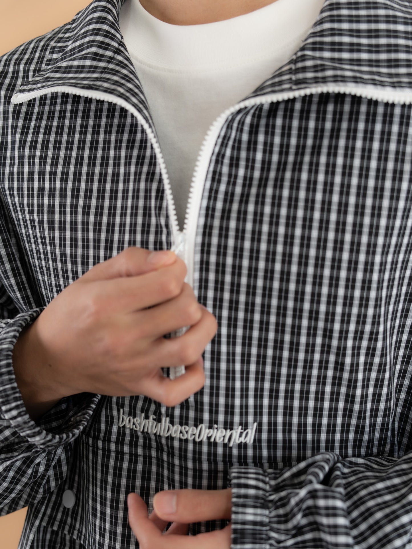 【bbO】チェック柄ハーフジップアノラック