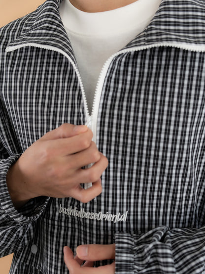 【bbO】チェック柄ハーフジップアノラック