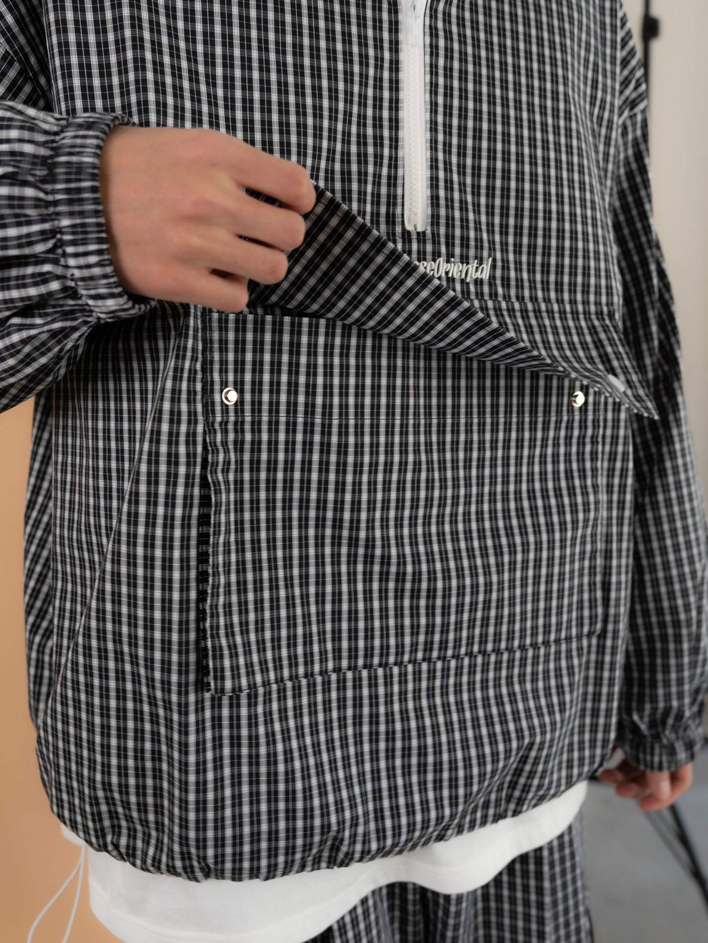 【bbO】チェック柄ハーフジップアノラック