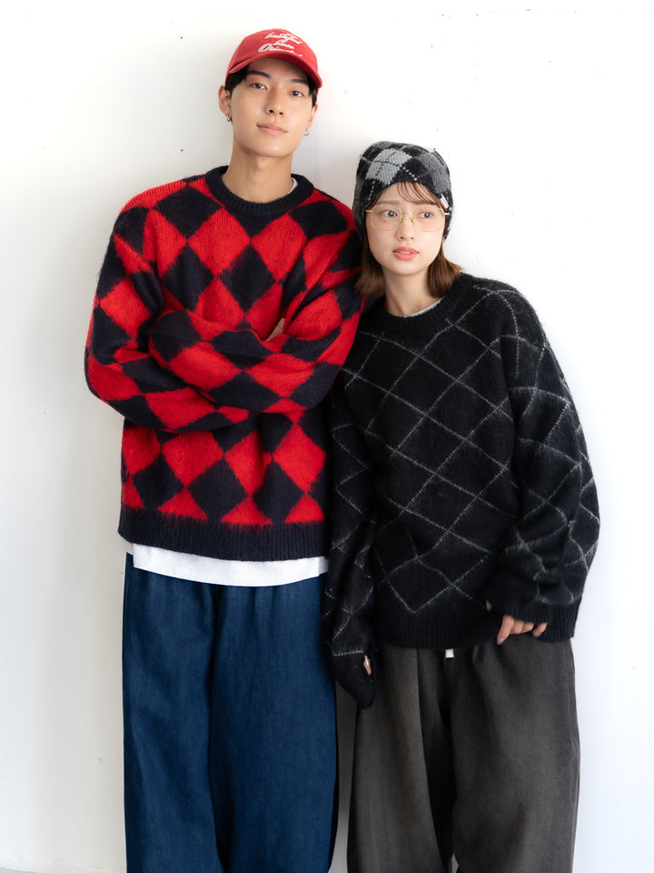【bbO】シャギーモヘアタッチダイヤニットプルオーバー
