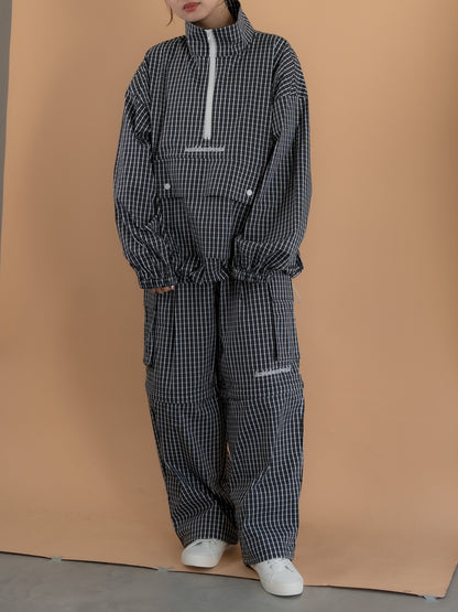 【bbO】チェック柄2WAYカーゴポケットパンツ