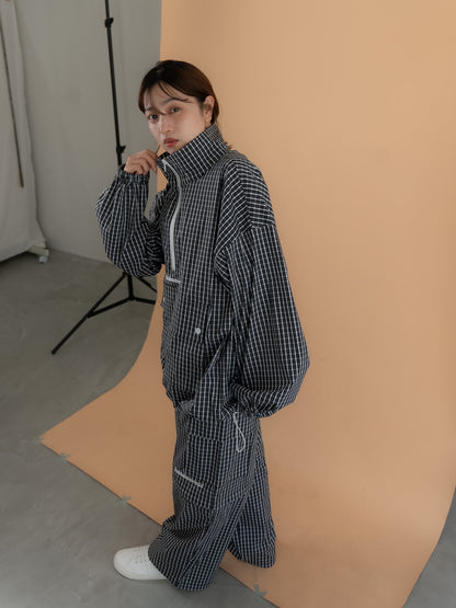 【bbO】チェック柄2WAYカーゴポケットパンツ