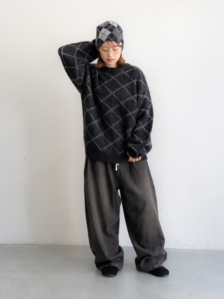 【bbO】シャギーモヘアタッチダイヤニットプルオーバー