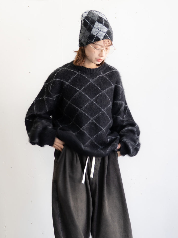 【bbO】シャギーモヘアタッチダイヤニットプルオーバー