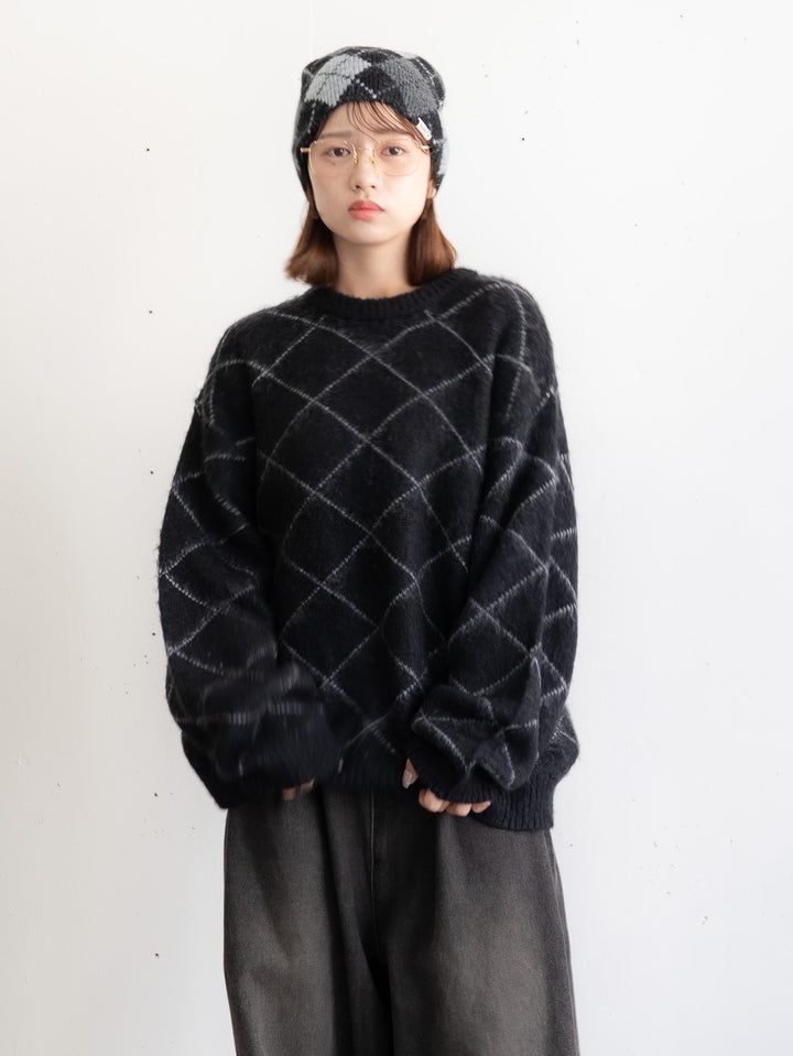 【bbO】シャギーモヘアタッチダイヤニットプルオーバー