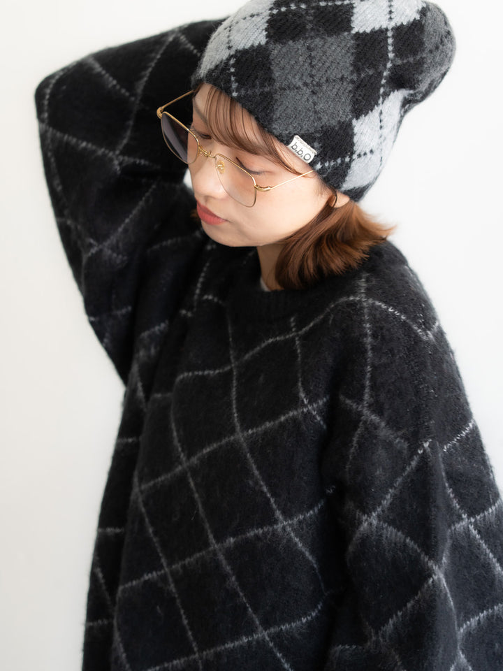 【bbO】シャギーモヘアタッチダイヤニットプルオーバー