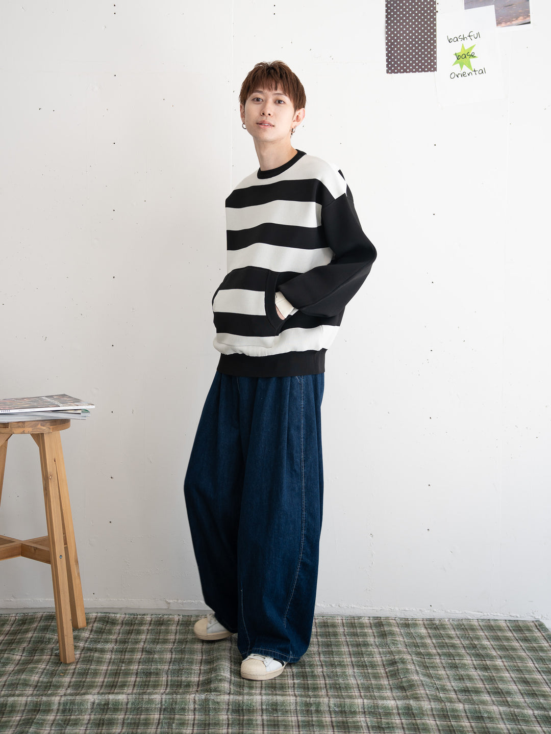 【bbO】ビッグシルエットワイドボーダーニットトップス