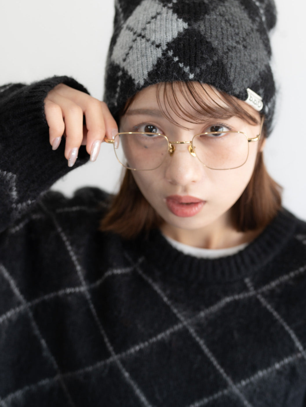 【bbO】シャギーモヘアタッチダイヤニットプルオーバー