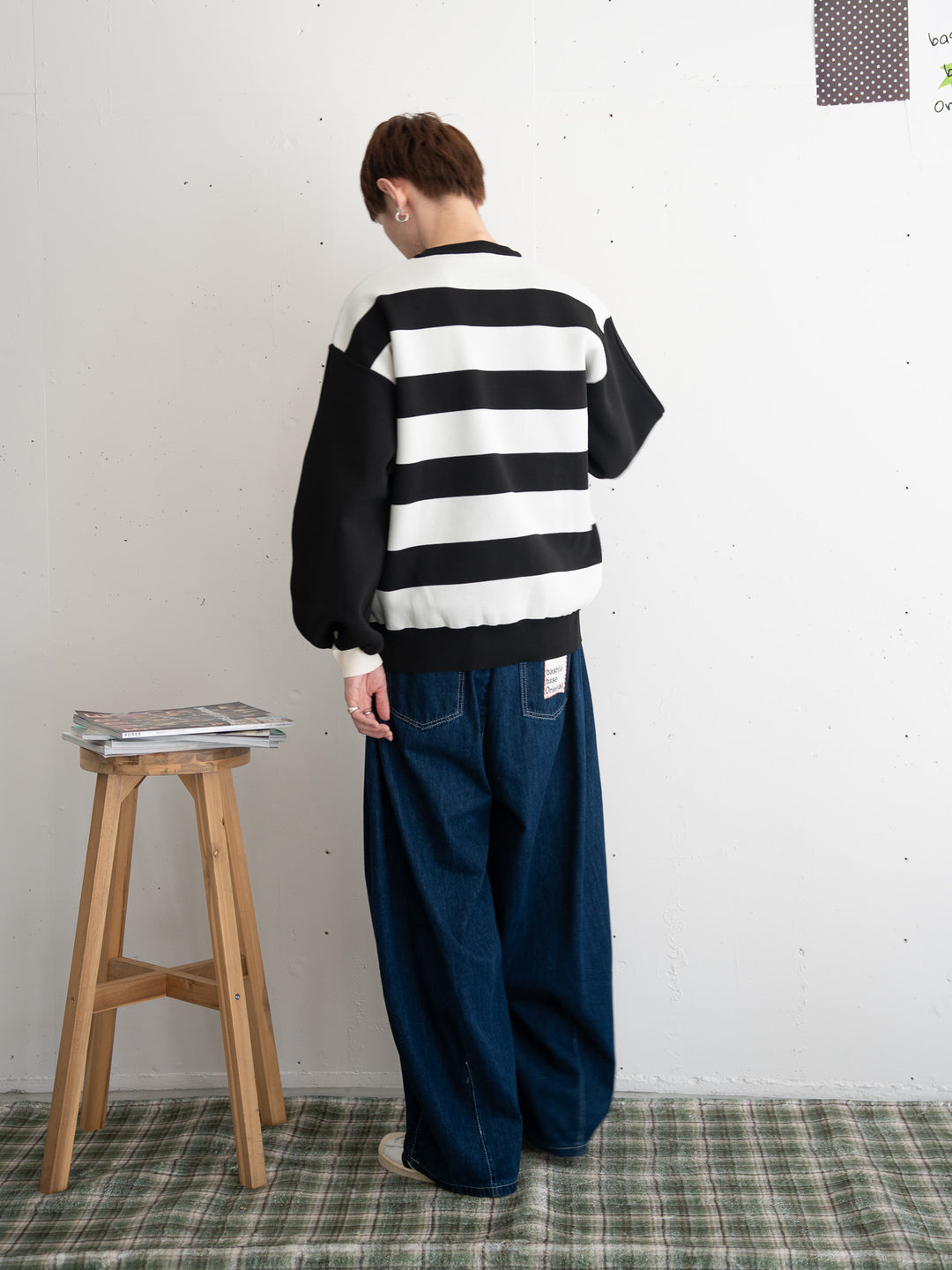 【bbO】ビッグシルエットワイドボーダーニットトップス