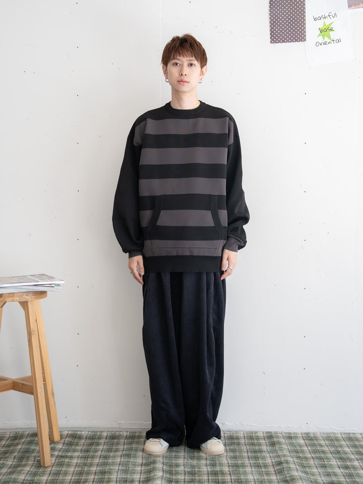 【bbO】ビッグシルエットワイドボーダーニットトップス