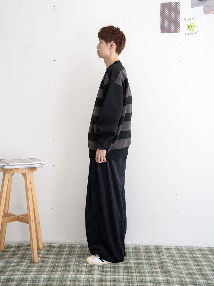 【bbO】ビッグシルエットワイドボーダーニットトップス