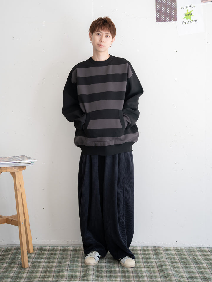 【bbO】ビッグシルエットワイドボーダーニットトップス