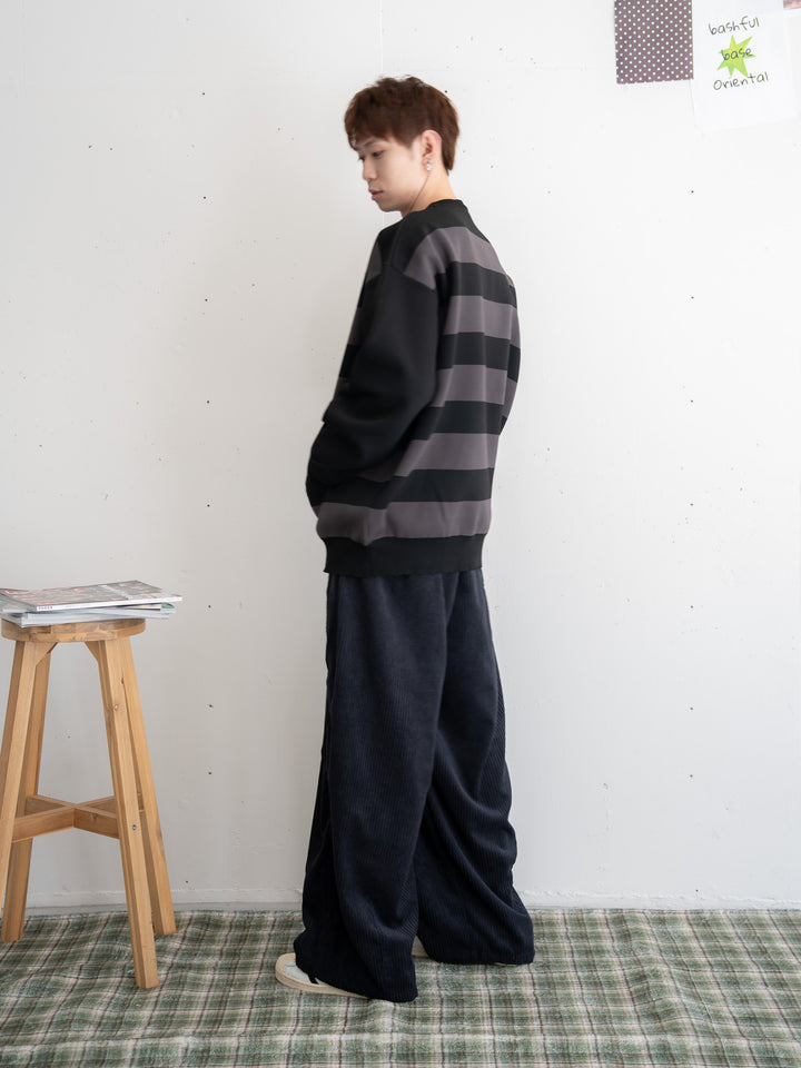 【bbO】ビッグシルエットワイドボーダーニットトップス