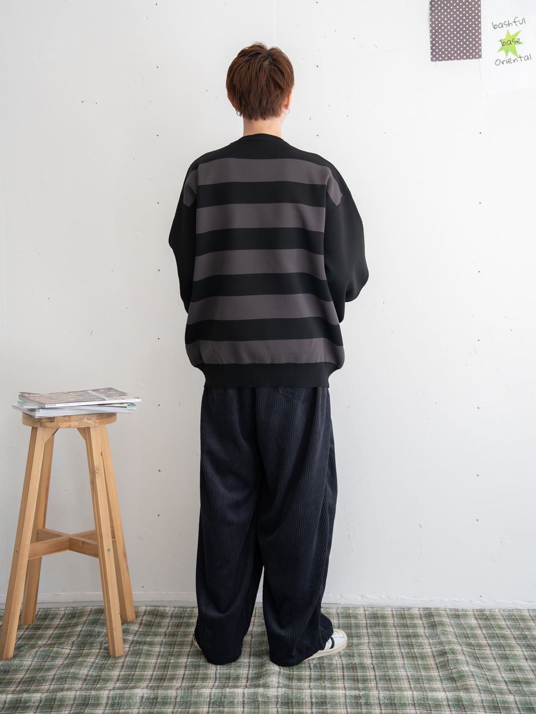 【bbO】ビッグシルエットワイドボーダーニットトップス