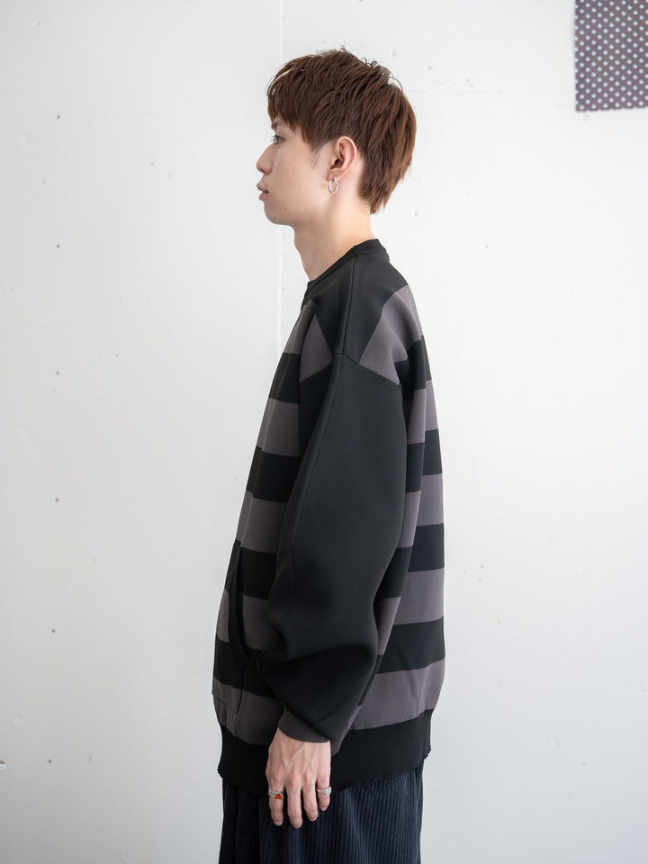 【bbO】ビッグシルエットワイドボーダーニットトップス