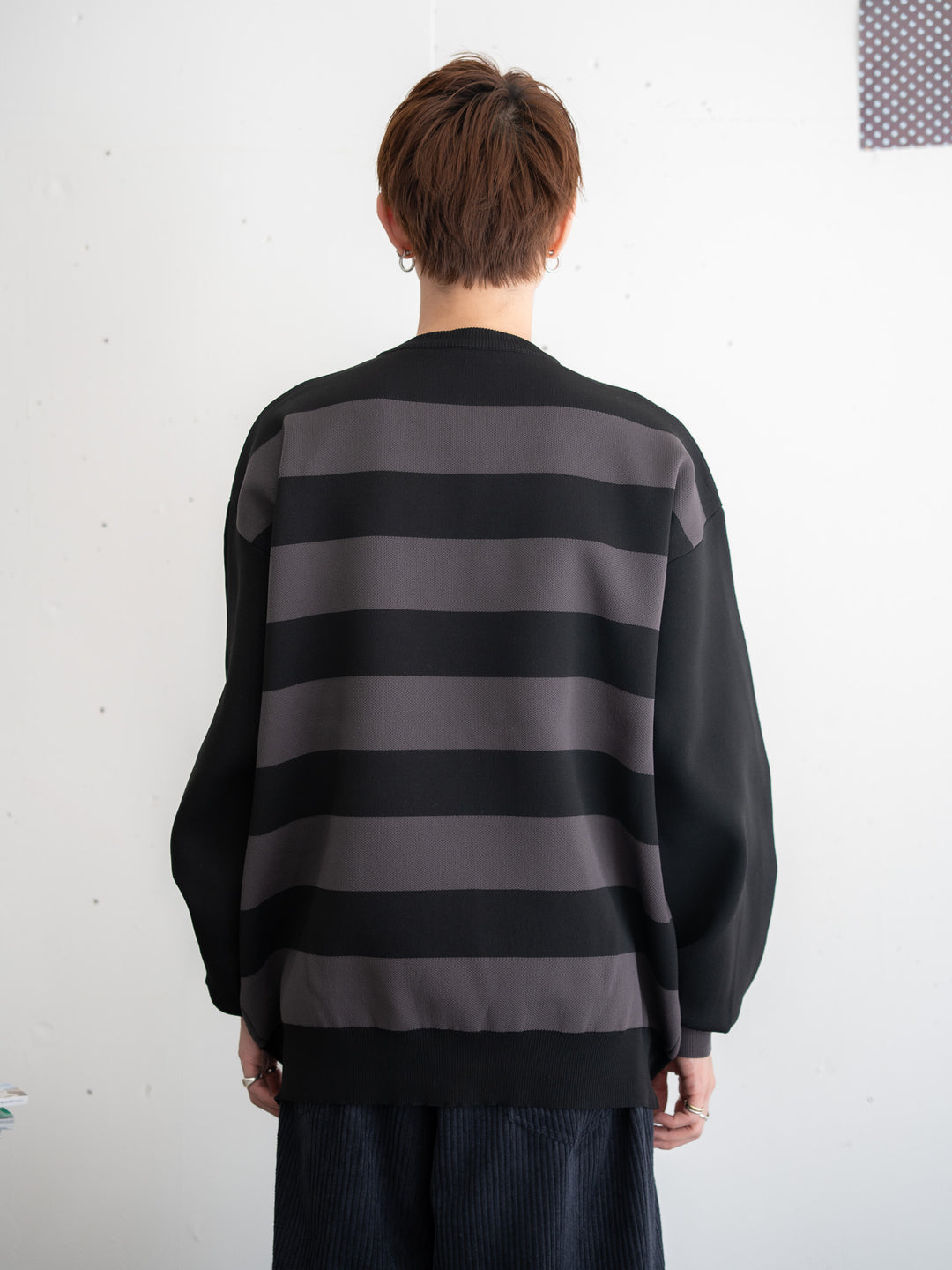 【bbO】ビッグシルエットワイドボーダーニットトップス