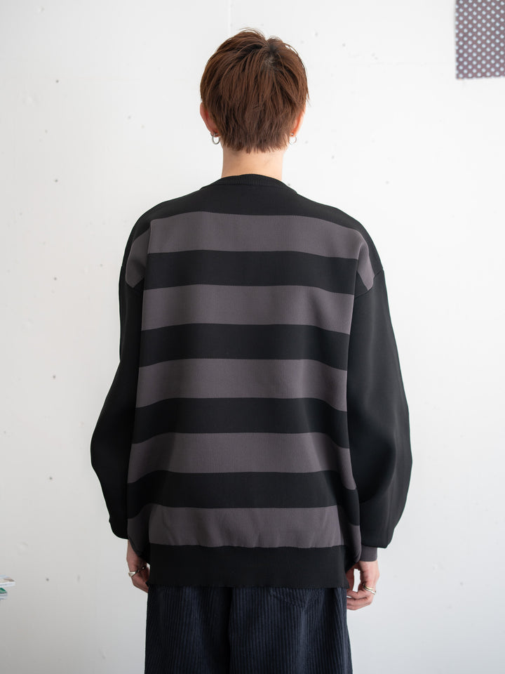 【bbO】ビッグシルエットワイドボーダーニットトップス