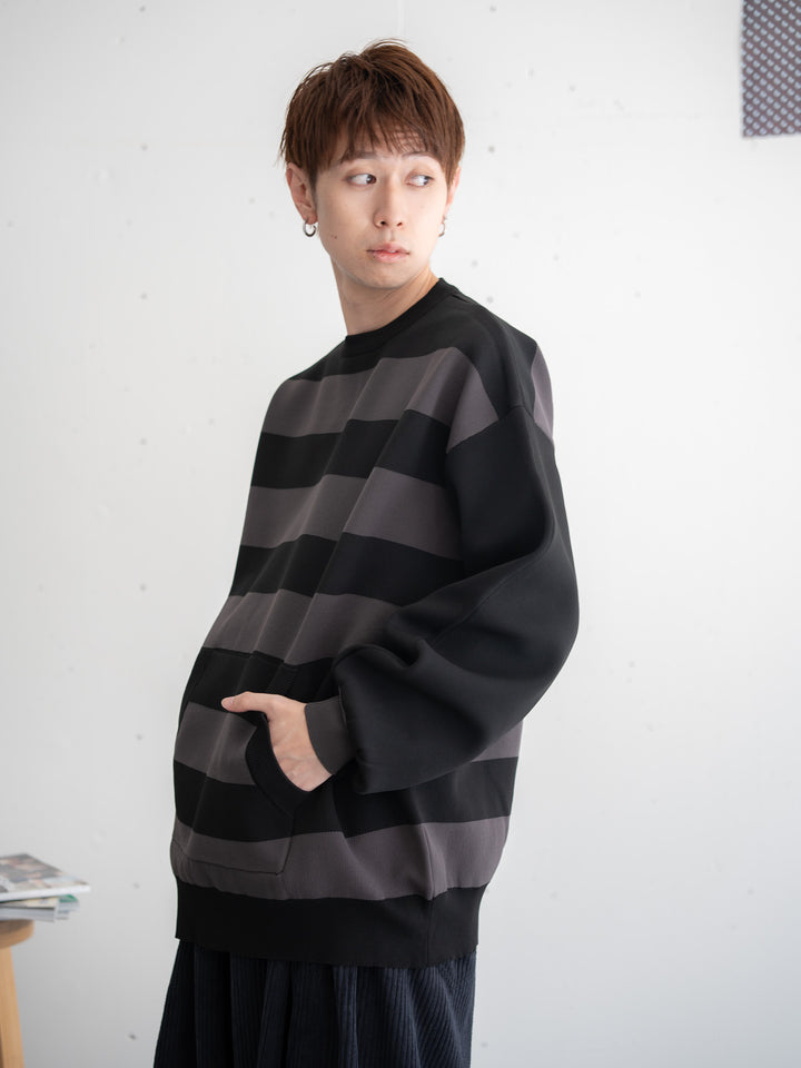 【bbO】ビッグシルエットワイドボーダーニットトップス