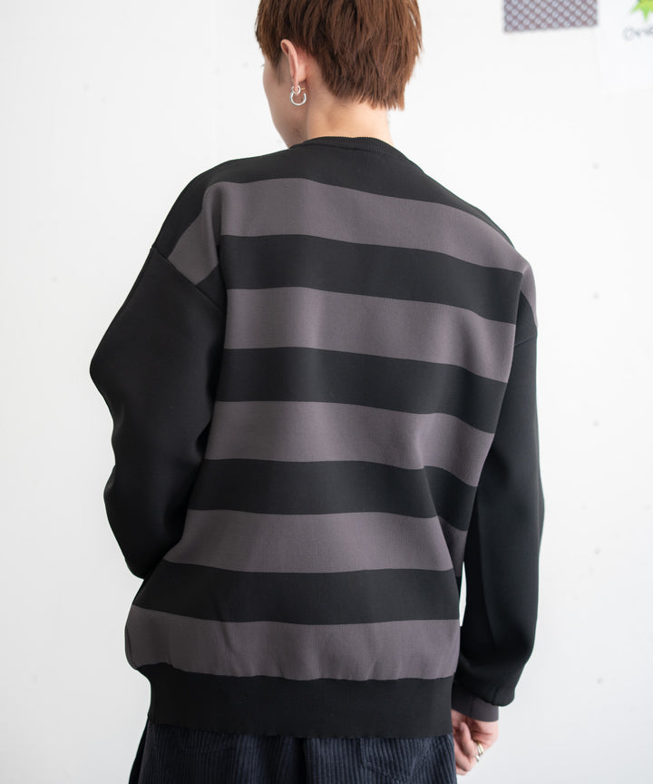 【bbO】ビッグシルエットワイドボーダーニットトップス