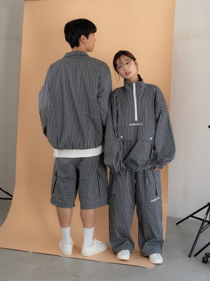 【bbO】チェック柄2WAYカーゴポケットパンツ