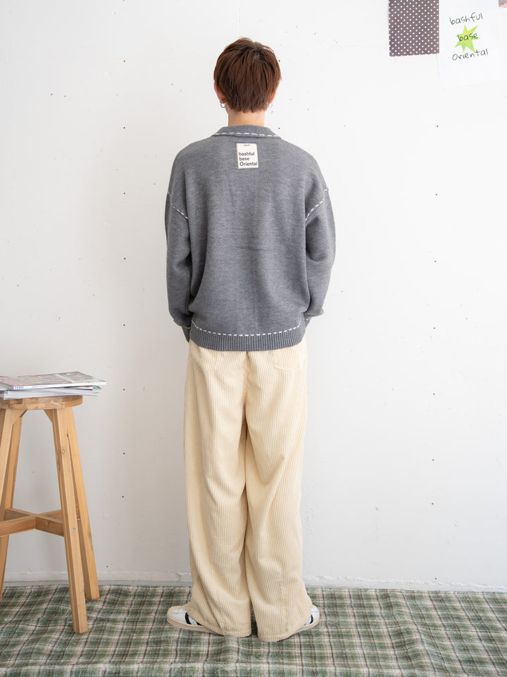 【bbO】ハンドステッチポケットニットカーディガン