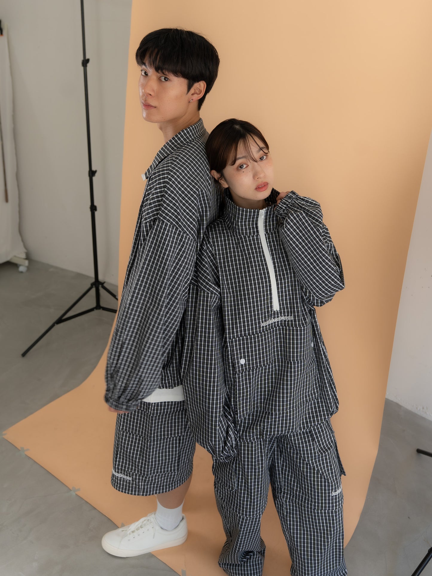 【bbO】チェック柄2WAYカーゴポケットパンツ