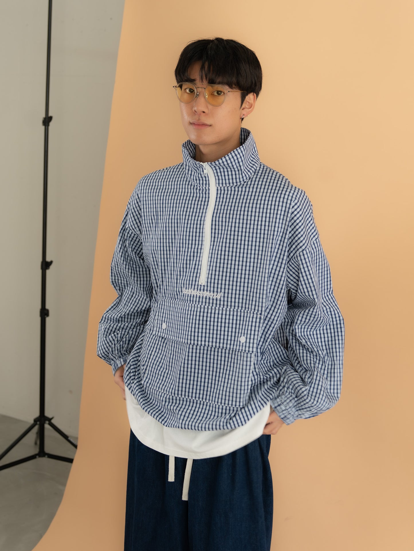 【bbO】チェック柄ハーフジップアノラック