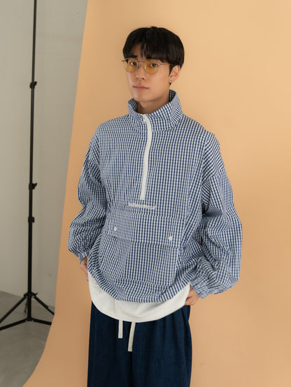 【bbO】チェック柄ハーフジップアノラック