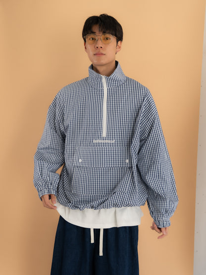 【bbO】チェック柄ハーフジップアノラック