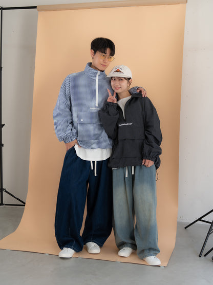 【bbO】チェック柄ハーフジップアノラック