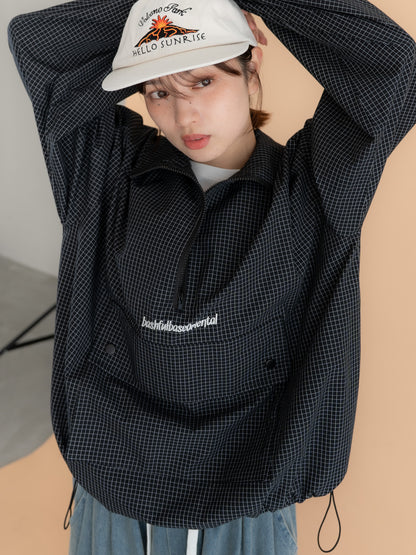 【bbO】チェック柄ハーフジップアノラック