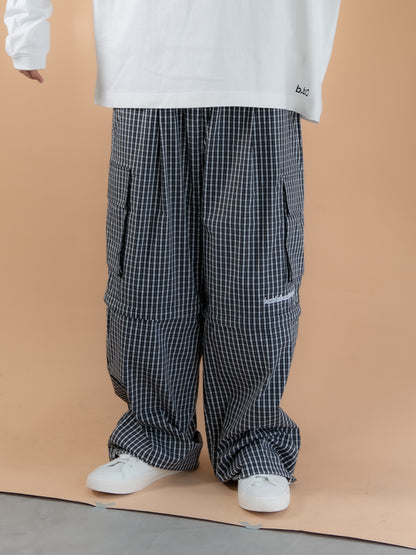 【bbO】チェック柄2WAYカーゴポケットパンツ