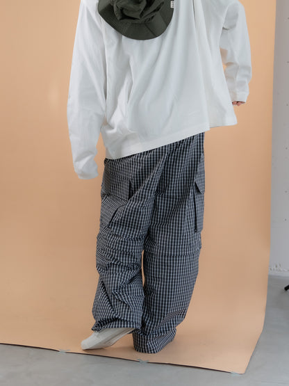 【bbO】チェック柄2WAYカーゴポケットパンツ