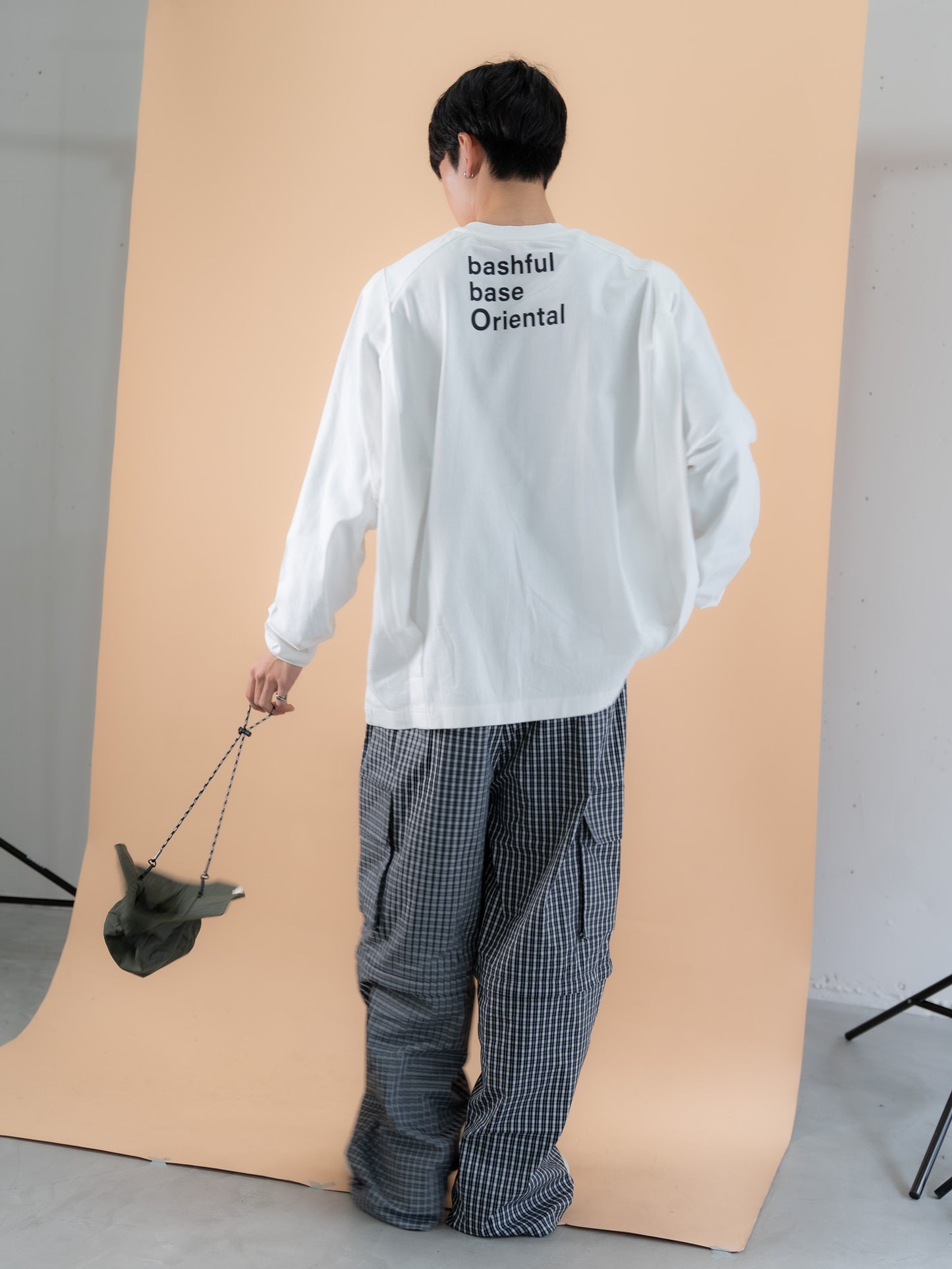 [SET]バックロゴボリュームロンT +チェック柄2WAYカーゴポケットパンツ(2set)