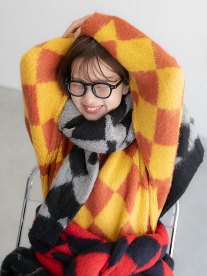 【bbO】シャギーモヘアタッチダイヤニットカーディガン