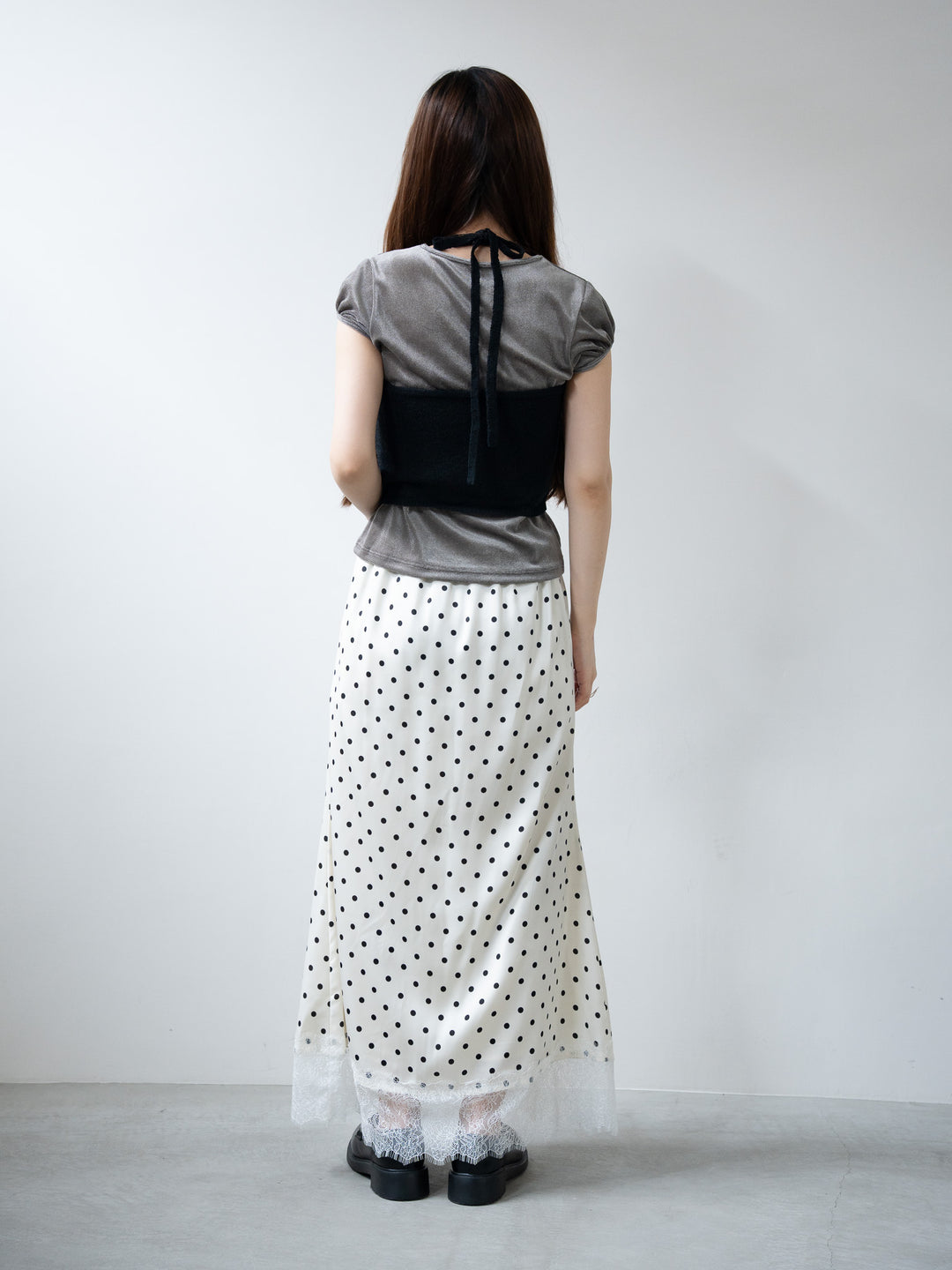 【bbO】レースヘムドットスカート