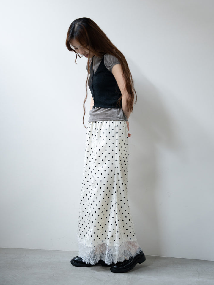 【bbO】レースヘムドットスカート