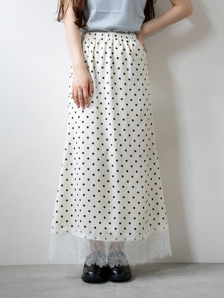 【bbO】レースヘムドットスカート