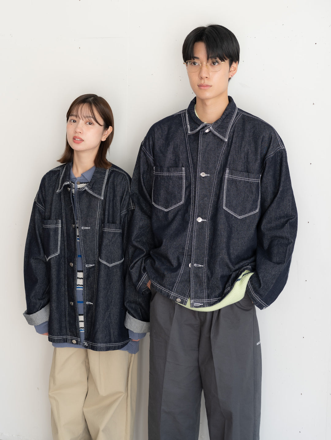 【bbO】ステッチデザインショートデニムジャケット
