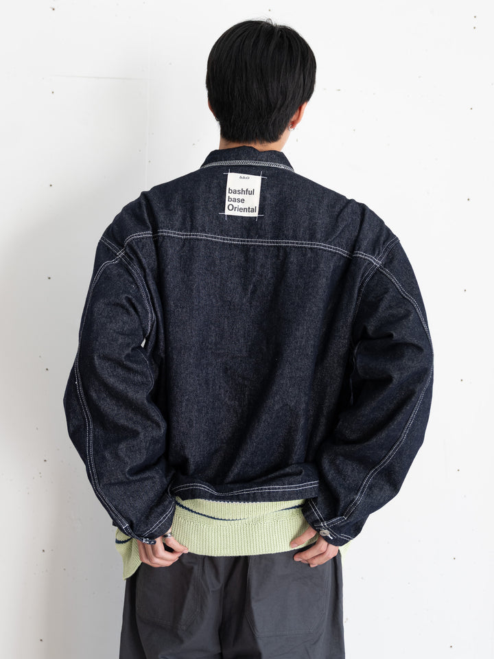 【bbO】ステッチデザインショートデニムジャケット