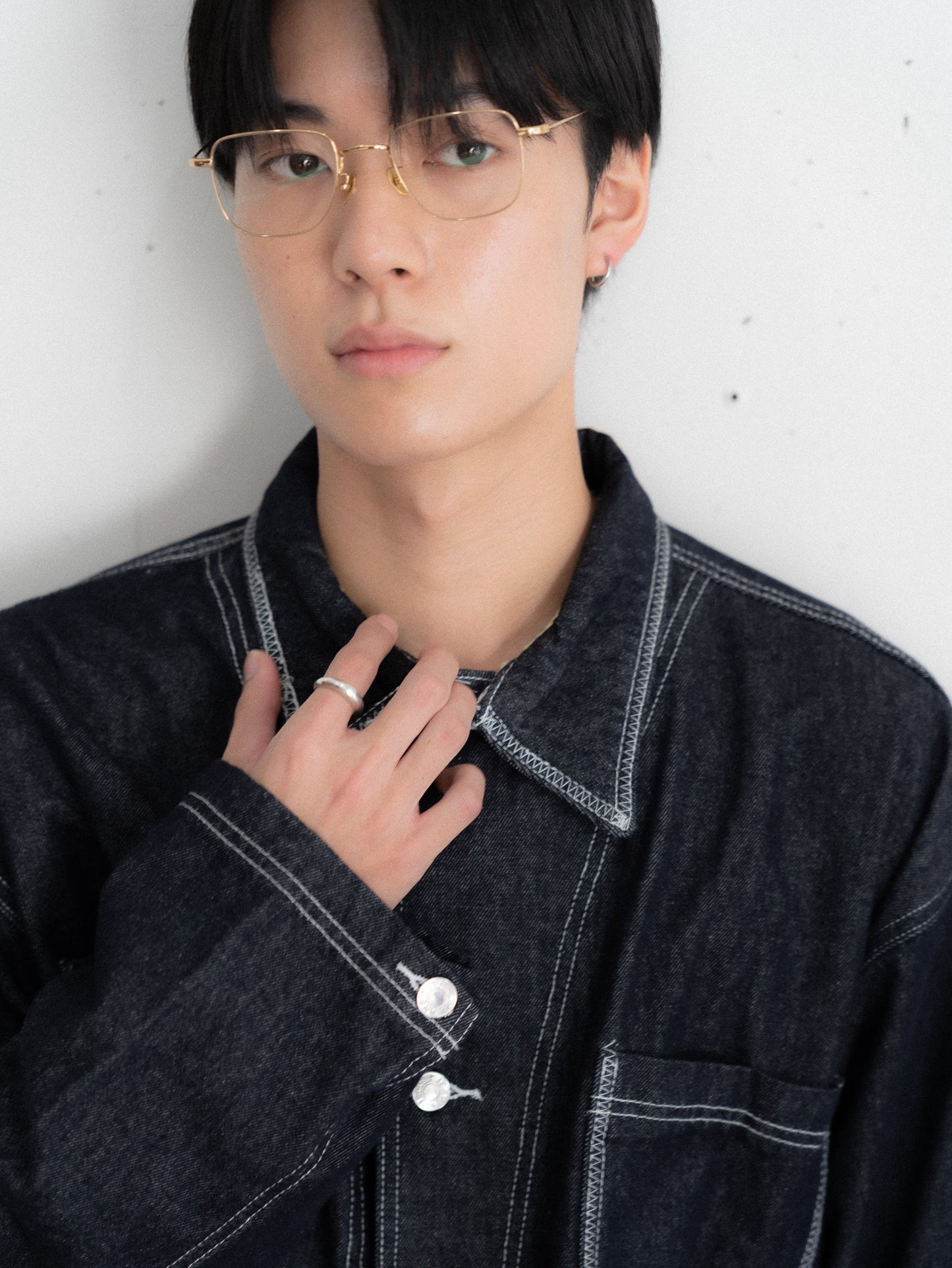 【bbO】ステッチデザインショートデニムジャケット