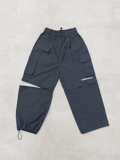 【bbO】チェック柄2WAYカーゴポケットパンツ