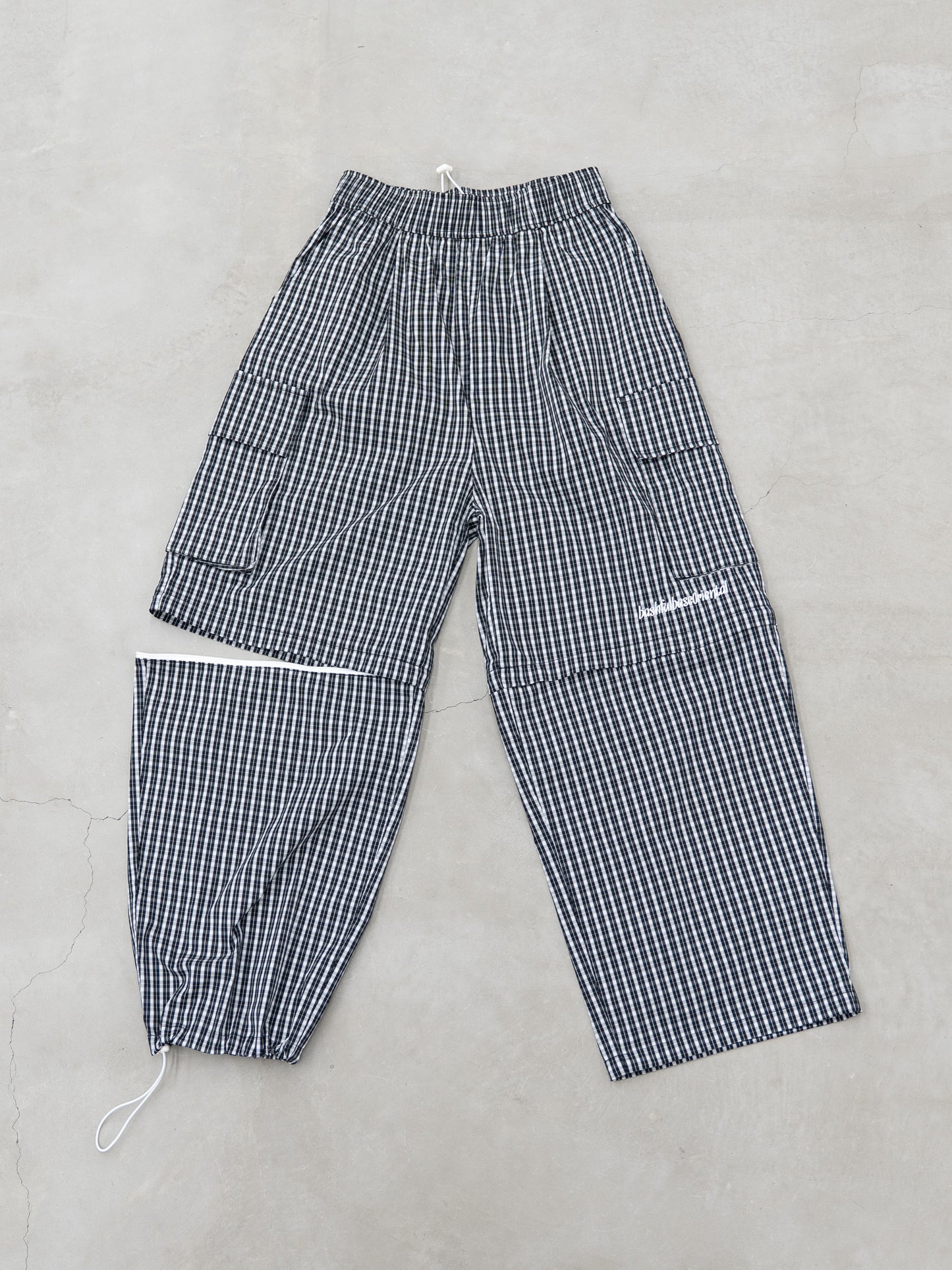 【bbO】チェック柄2WAYカーゴポケットパンツ