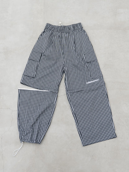 [SET]バックロゴボリュームロンT +チェック柄2WAYカーゴポケットパンツ(2set)