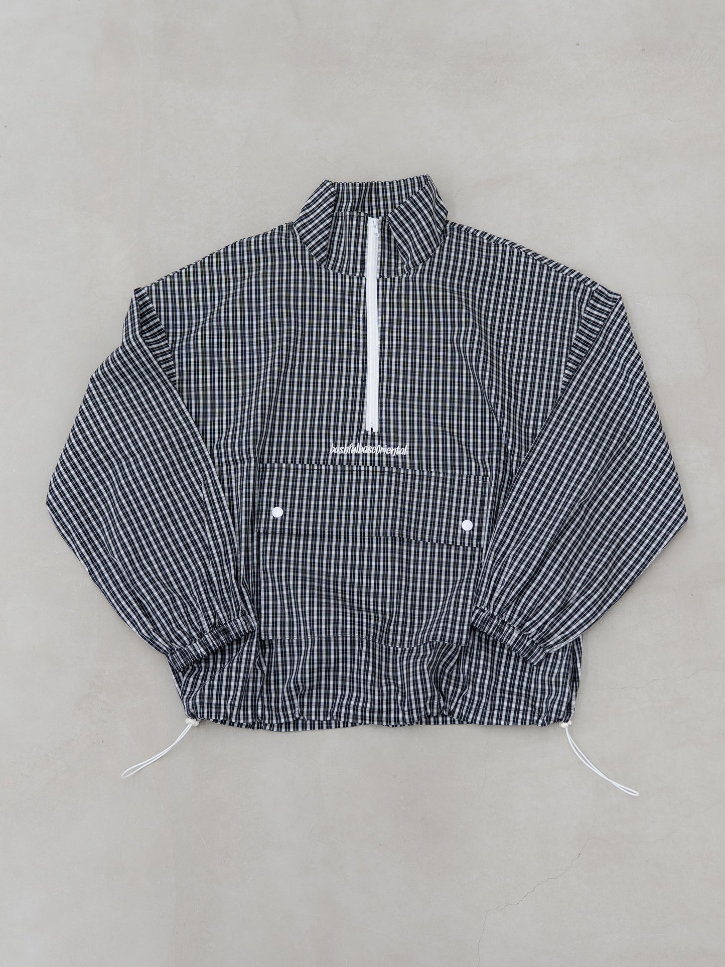 [SET]チェック柄ハーフジップアノラック+イージーコクーンワイドデニムパンツ(2set)